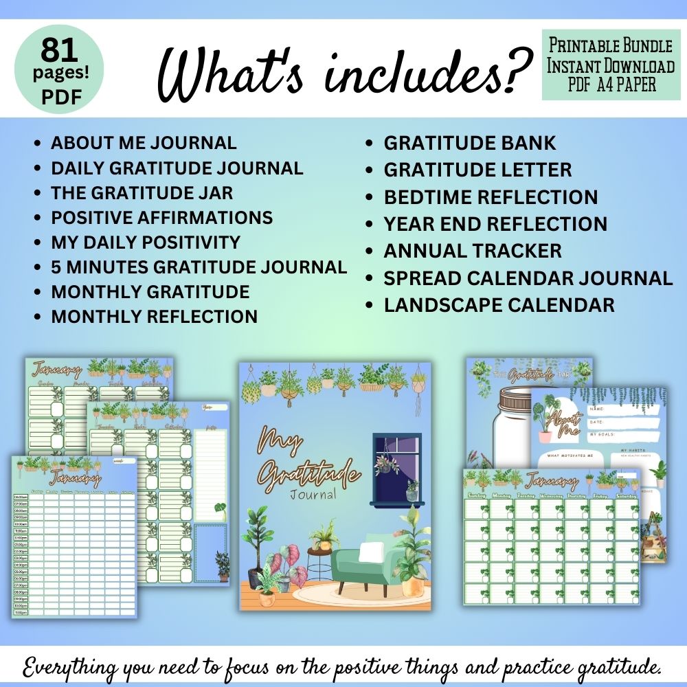 PLR Blue Gratitude Journal