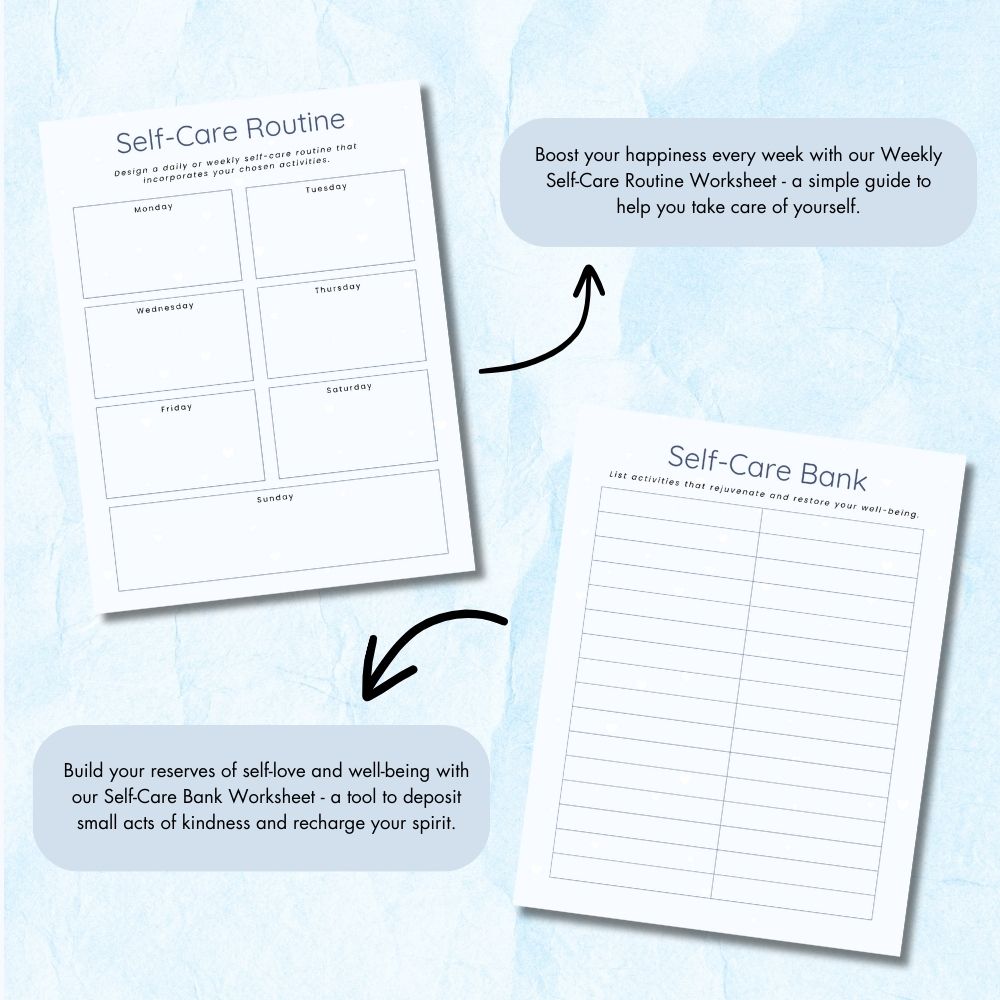 PLR Blue Self-Care Worksheet Set