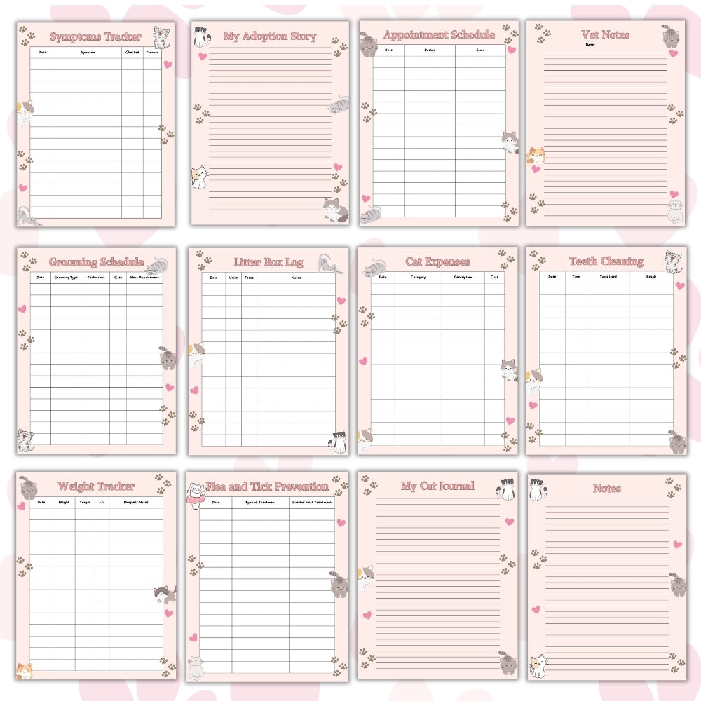 PLR Pink Cat Care Planner
