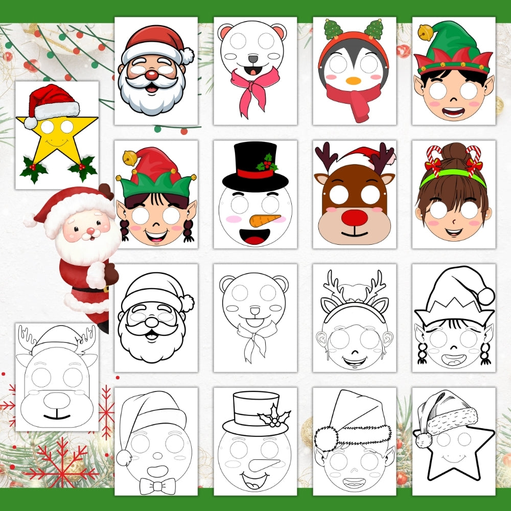 PLR Printable Christmas Masks for Kids