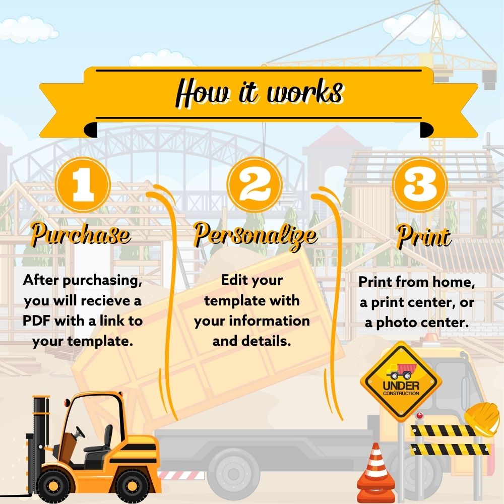 PLR Construction Birthday Invitation