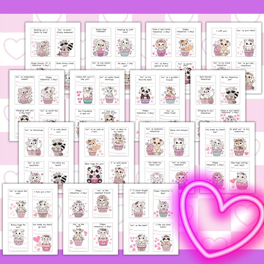 PLR Printable Cupcake Valentine Card Set