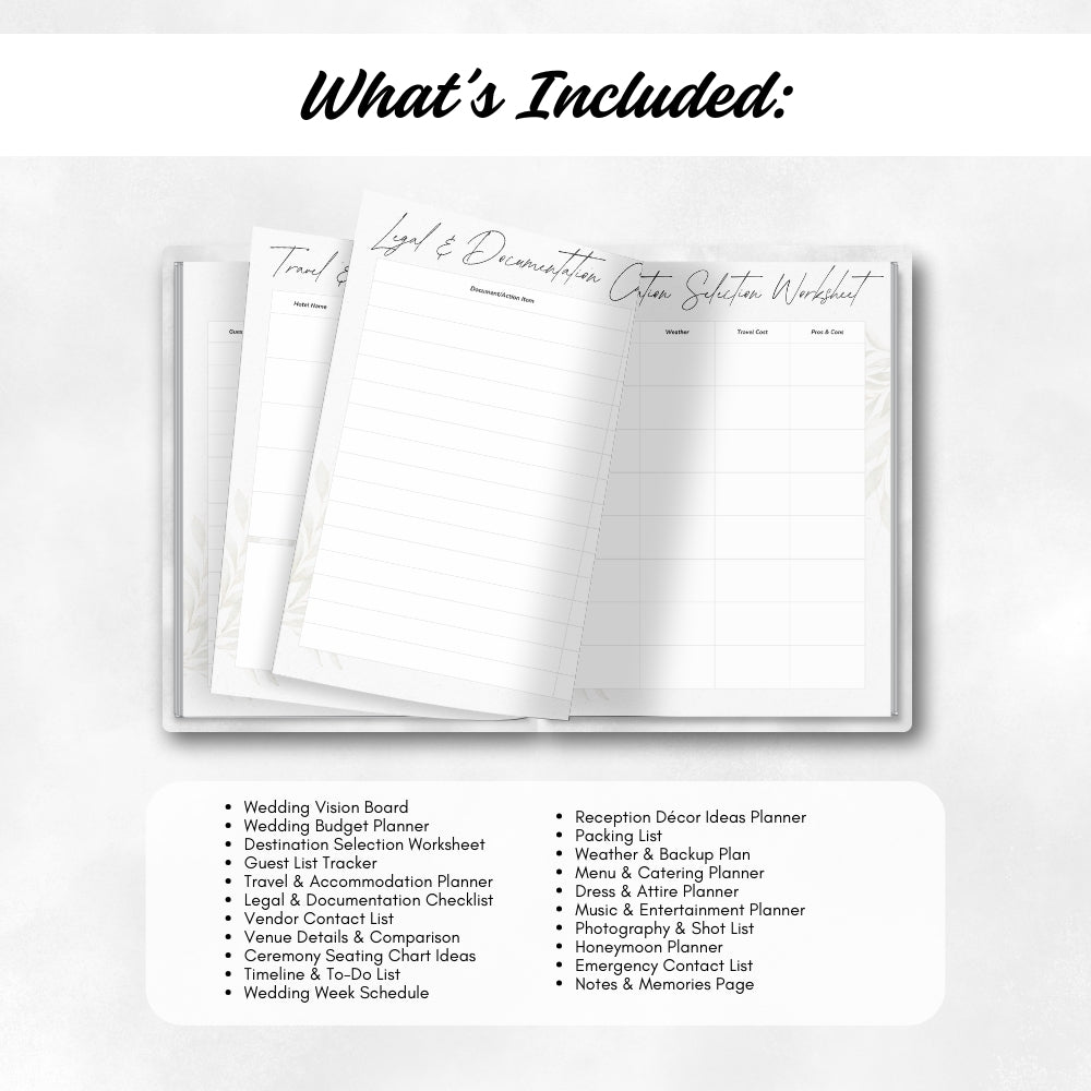 PLR Destination Wedding Planner or Binder Printable