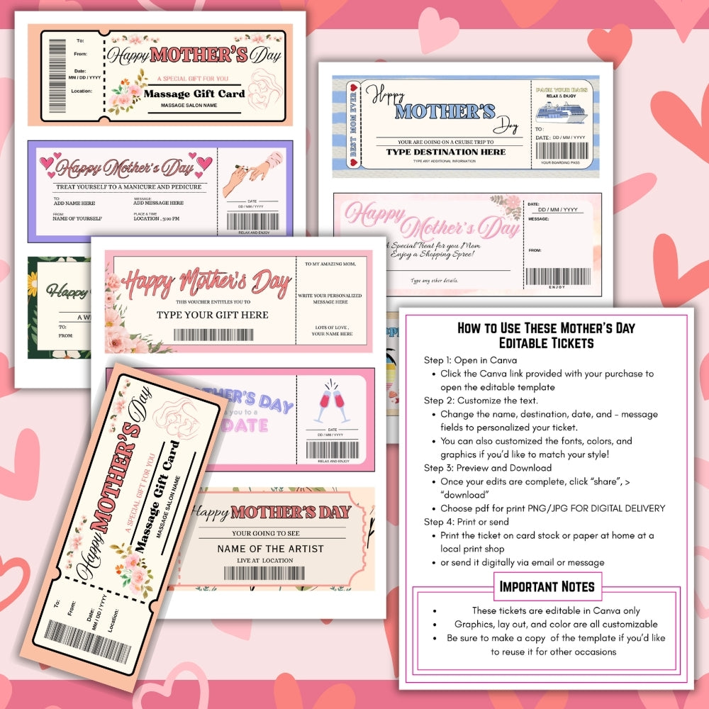PLR Editable Mother's Day Tickets