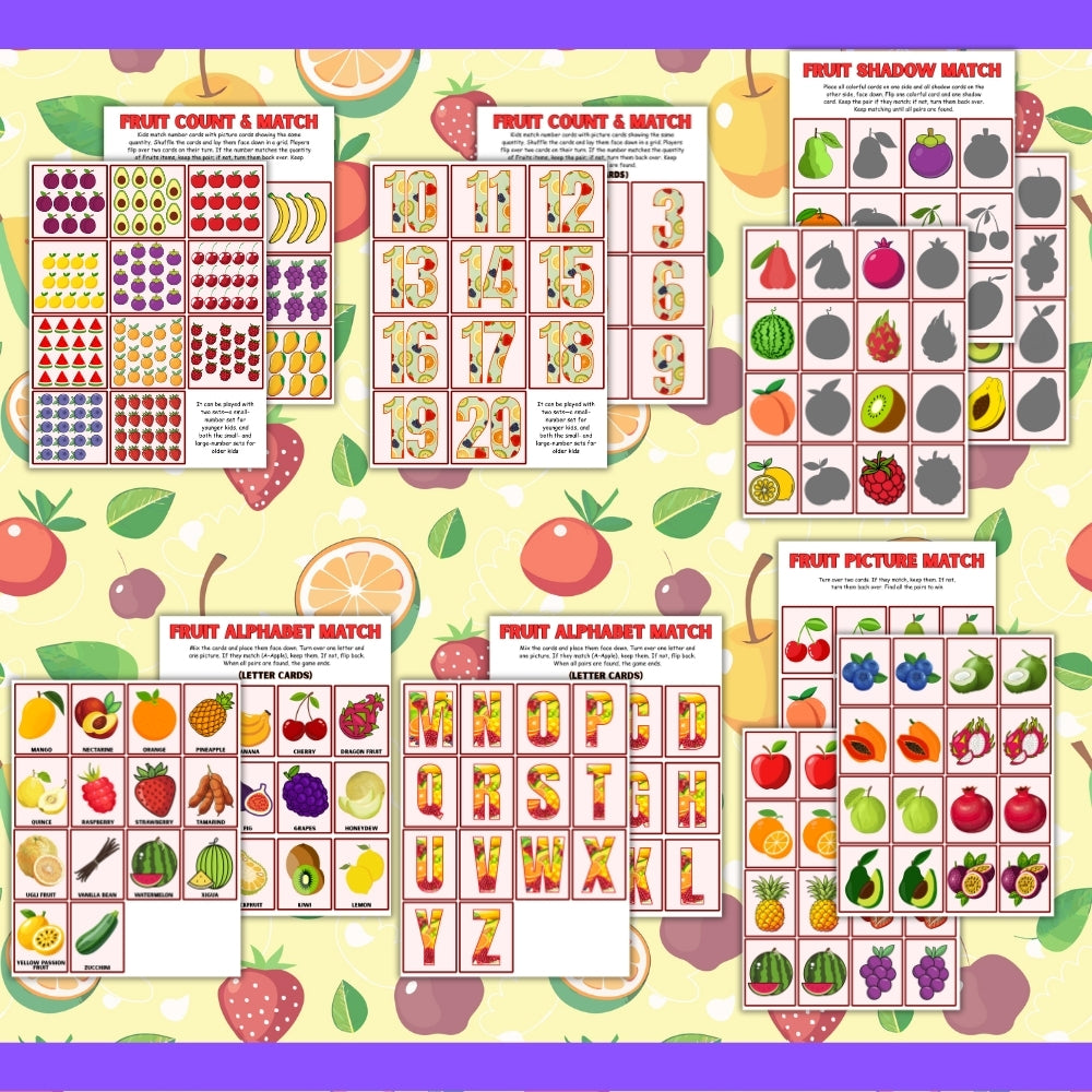 PLR Printable Fruit Memory Games