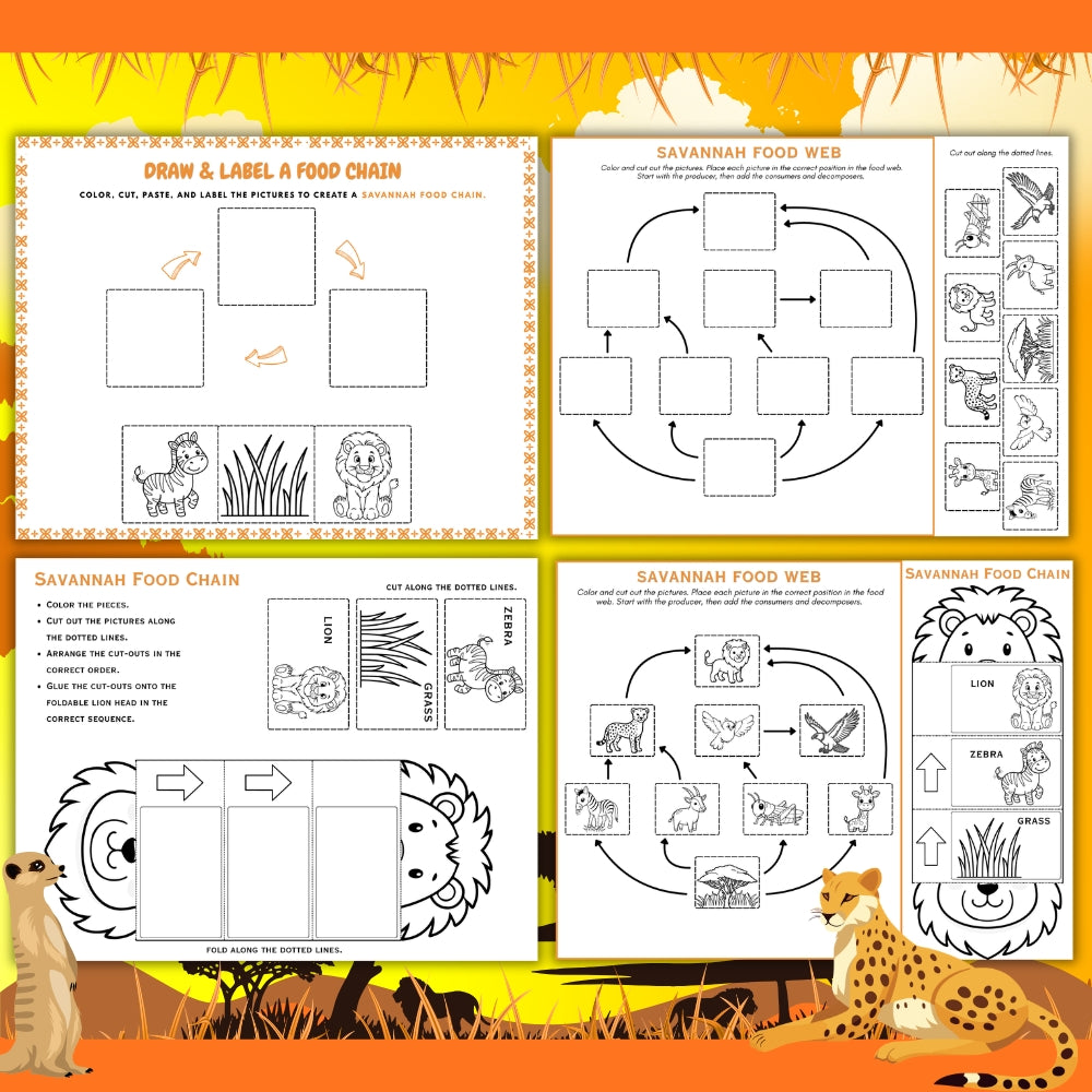PLR Printable Savannah Food Web and Food Chain