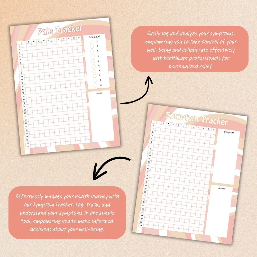 PLR Striped Pain Management Tracker Journal