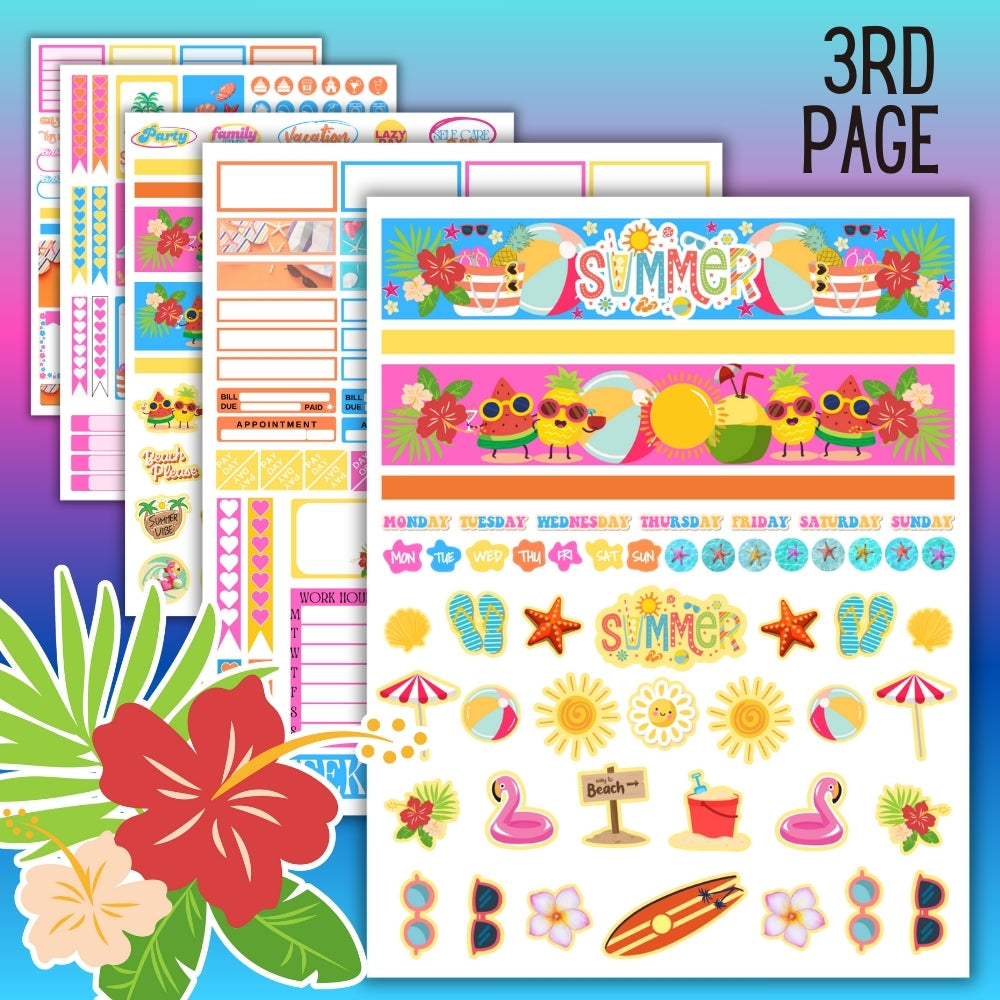 PLR Summer Planner Sticker Set