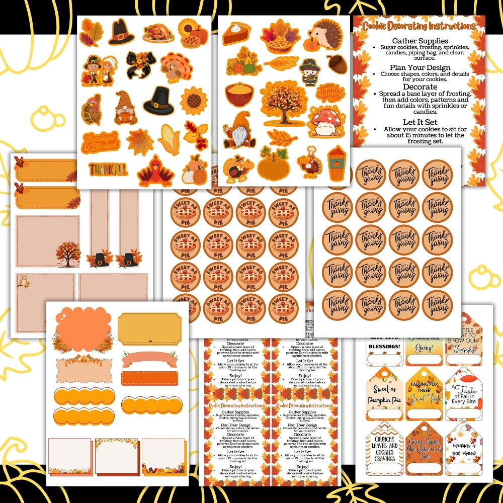 PLR DIY Thanksgiving Cookie Kit Printable Bundle