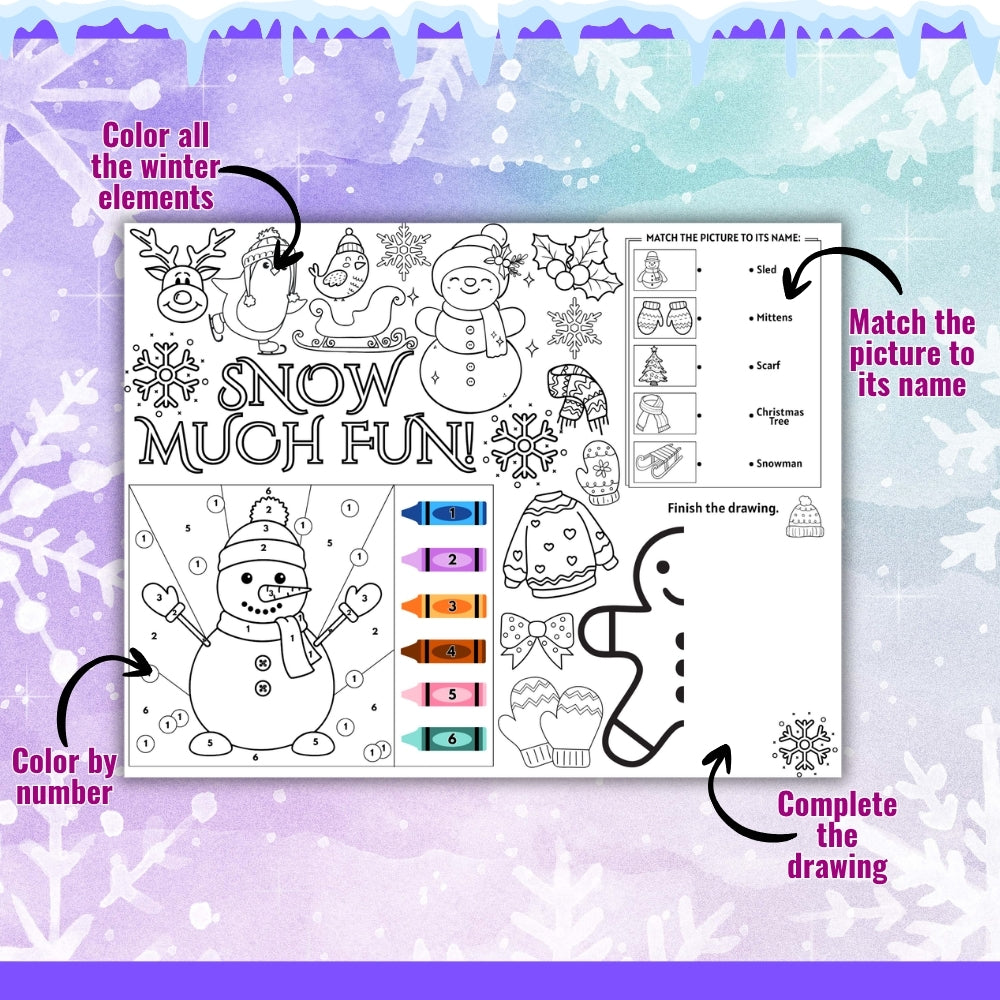 PLR Printable Winter Activity Placemats