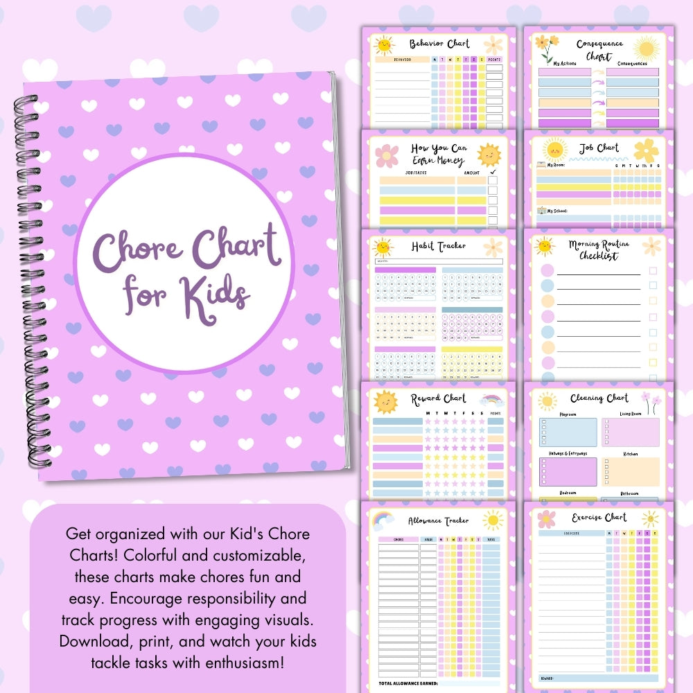 PLR Purple Kids Chore Chart