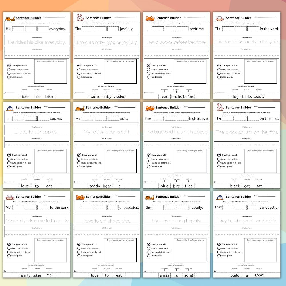 PLR Sentence Builder Worksheets