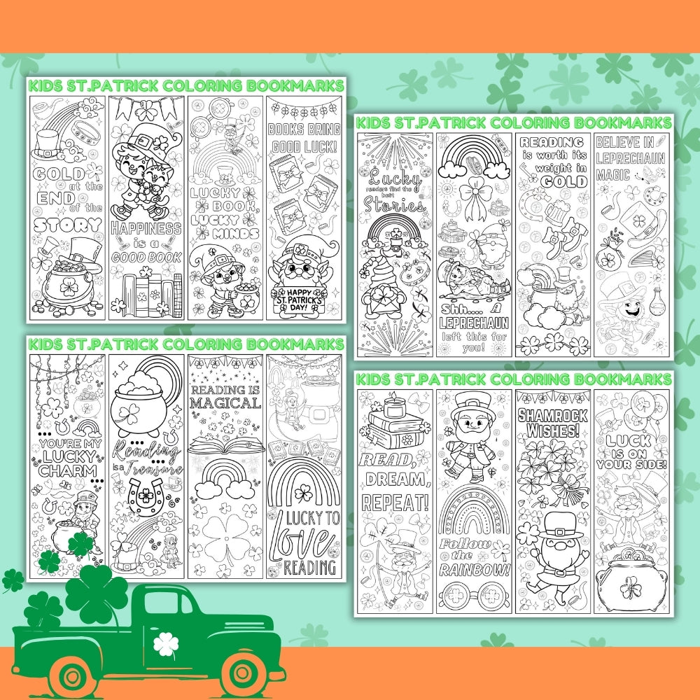 PLR Kids St. Patrick's Day Coloring Bookmarks