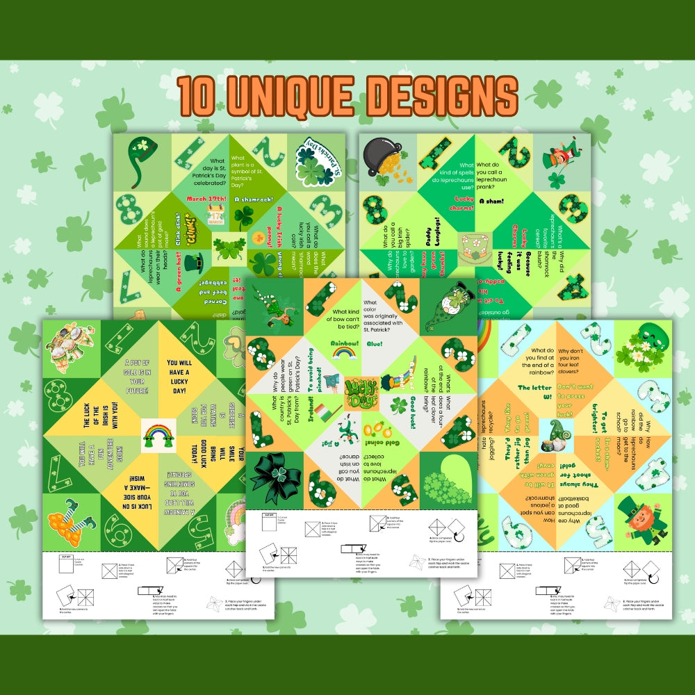 PLR St. Patrick's Day Cootie Catcher Fortune Teller Printable
