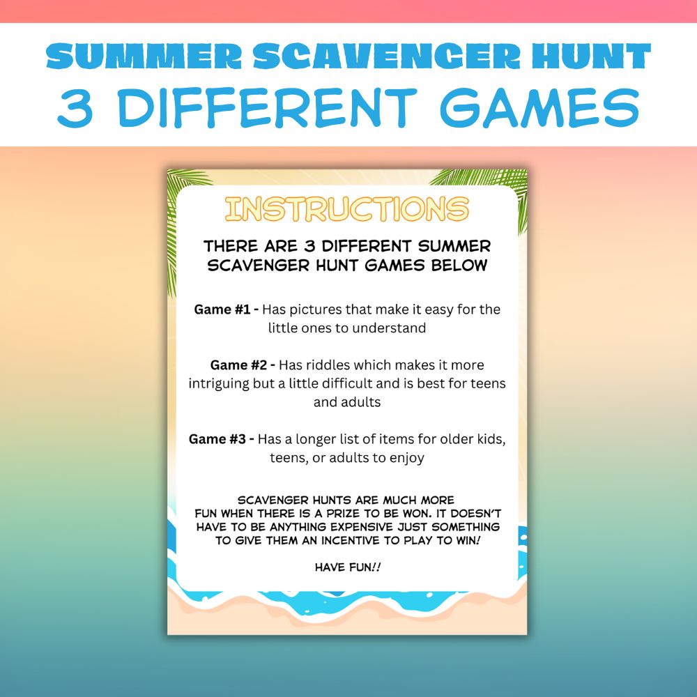 PLR Printable Summer Scavenger Hunt