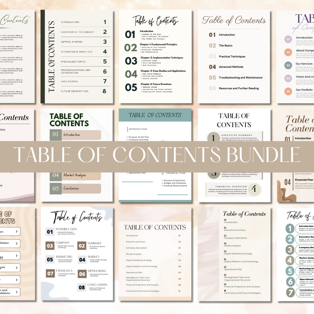 PLR Table of Content Pages Canva Templates