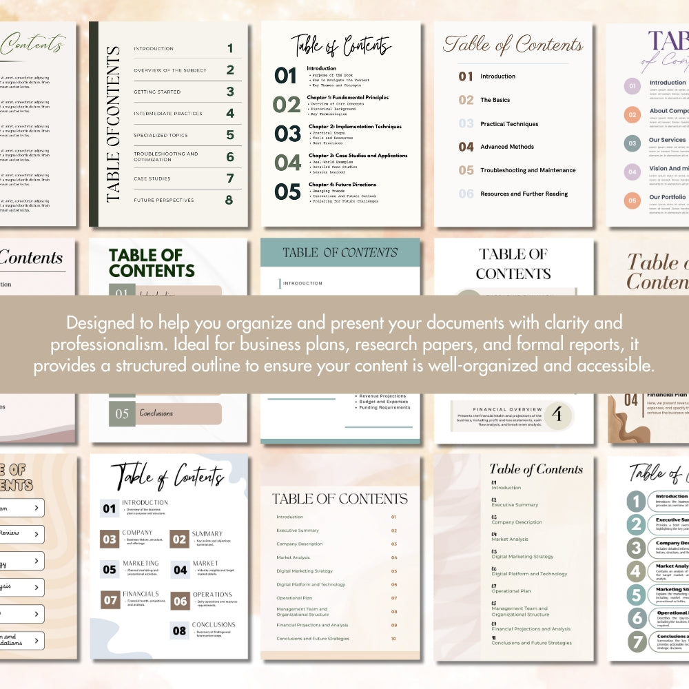 PLR Table of Content Pages Canva Templates
