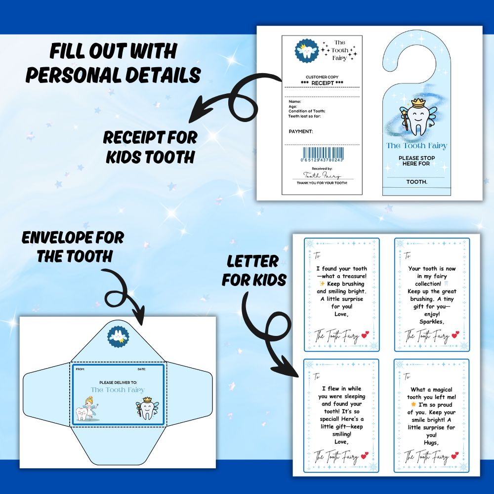 PLR Printable Tooth Fairy Kit for Boys