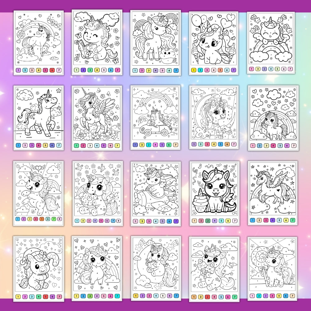 PLR Printable Unicorn Color by Number