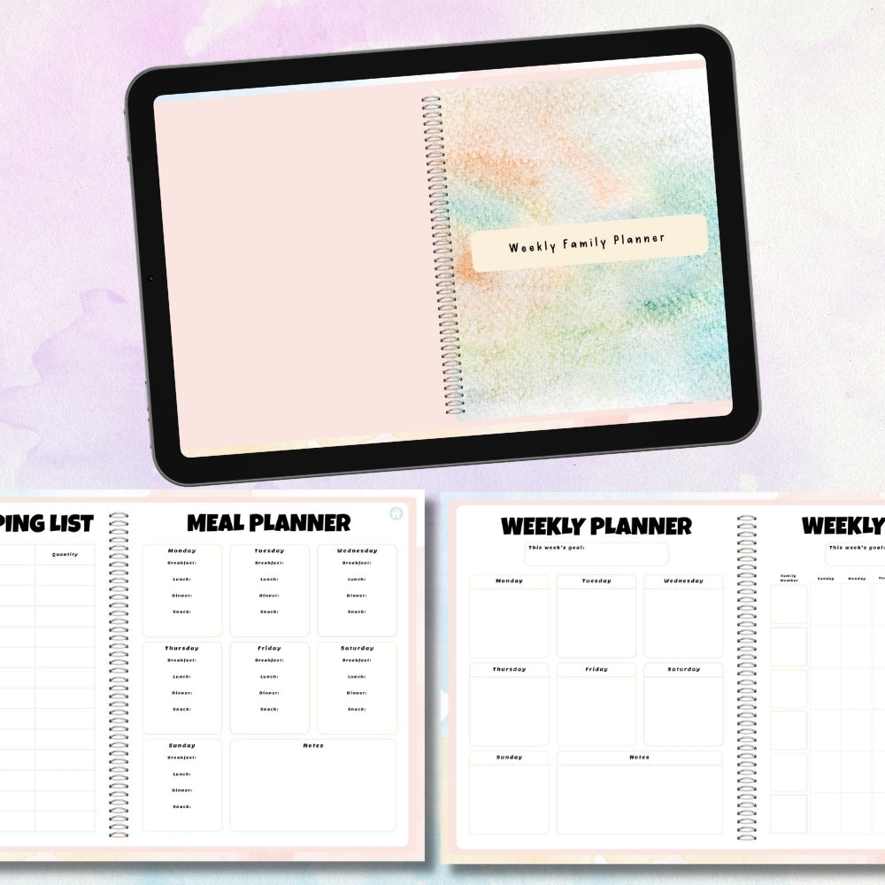 PLR Digital Weekly Family Planner