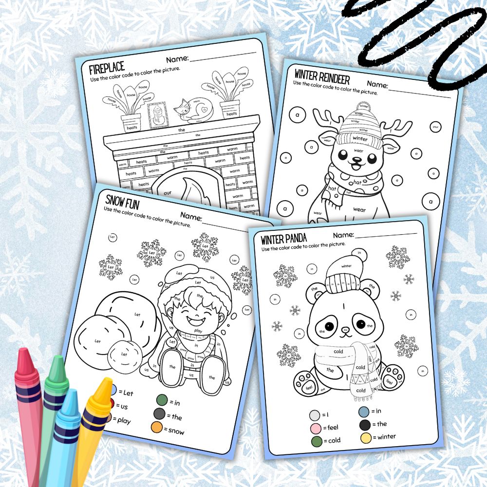 PLR Winter Sight Words Coloring Pages