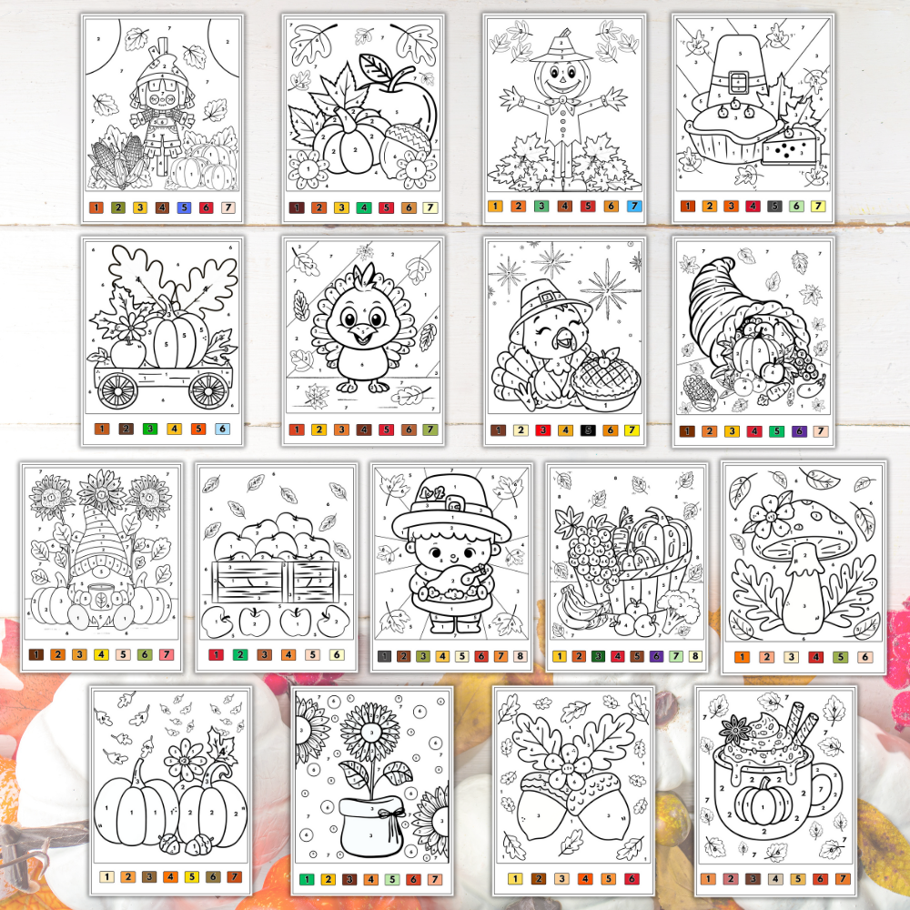 PLR Thanksgiving Color by Number