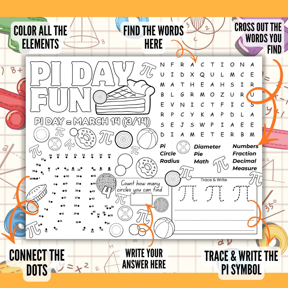 PLR PI Day Activity Placemats