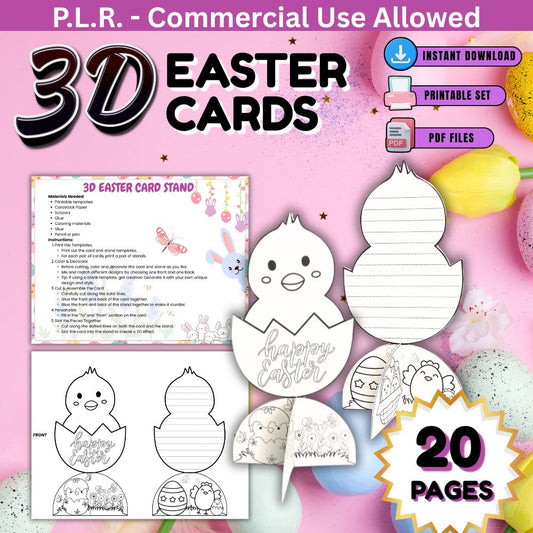 PLR 3D Easter Cards to Color