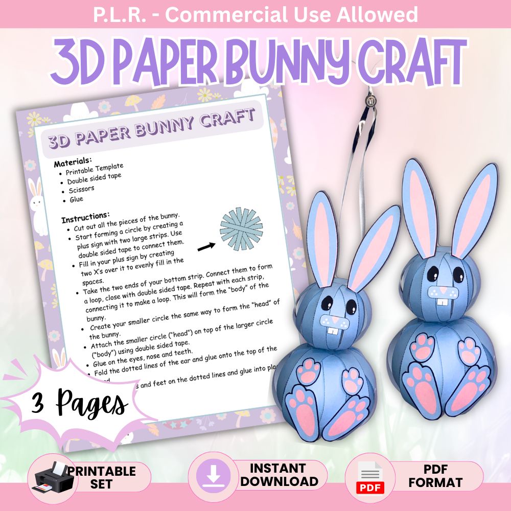 PLR 3D Paper Bunny Craft