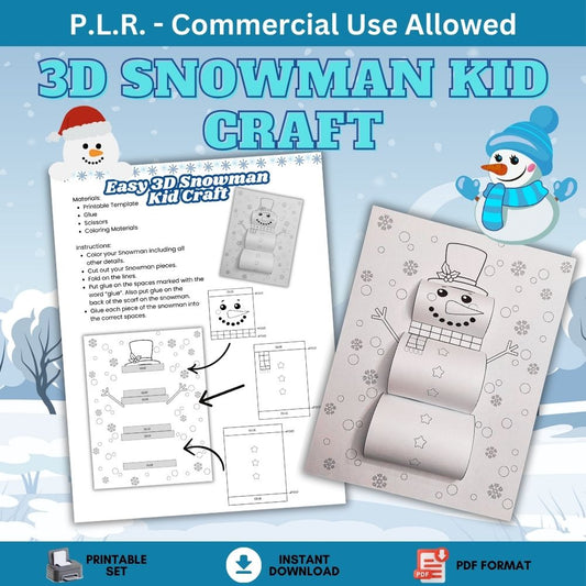 PLR Easy 3D Snowman Kid Craft