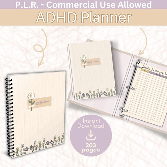PLR ADHD Planner in a Flower Design