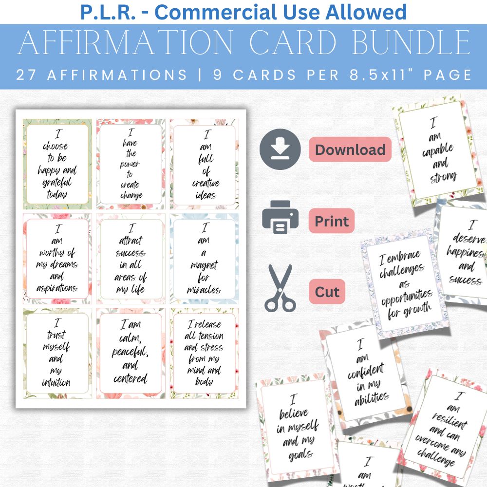 PLR Affirmation Card Bundle