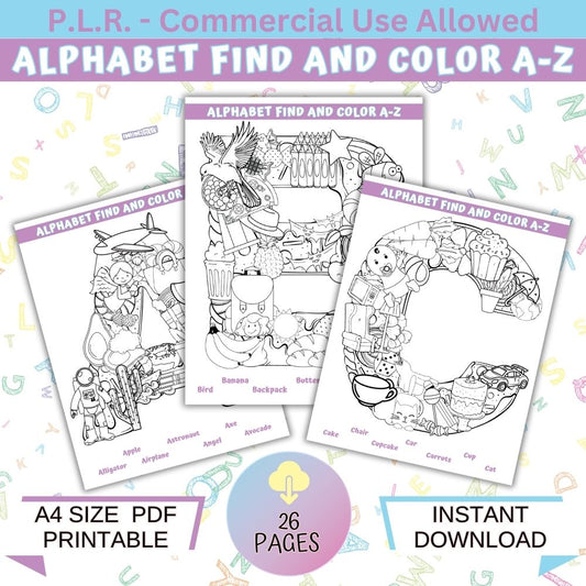 PLR Alphabet Find & Color A-Z