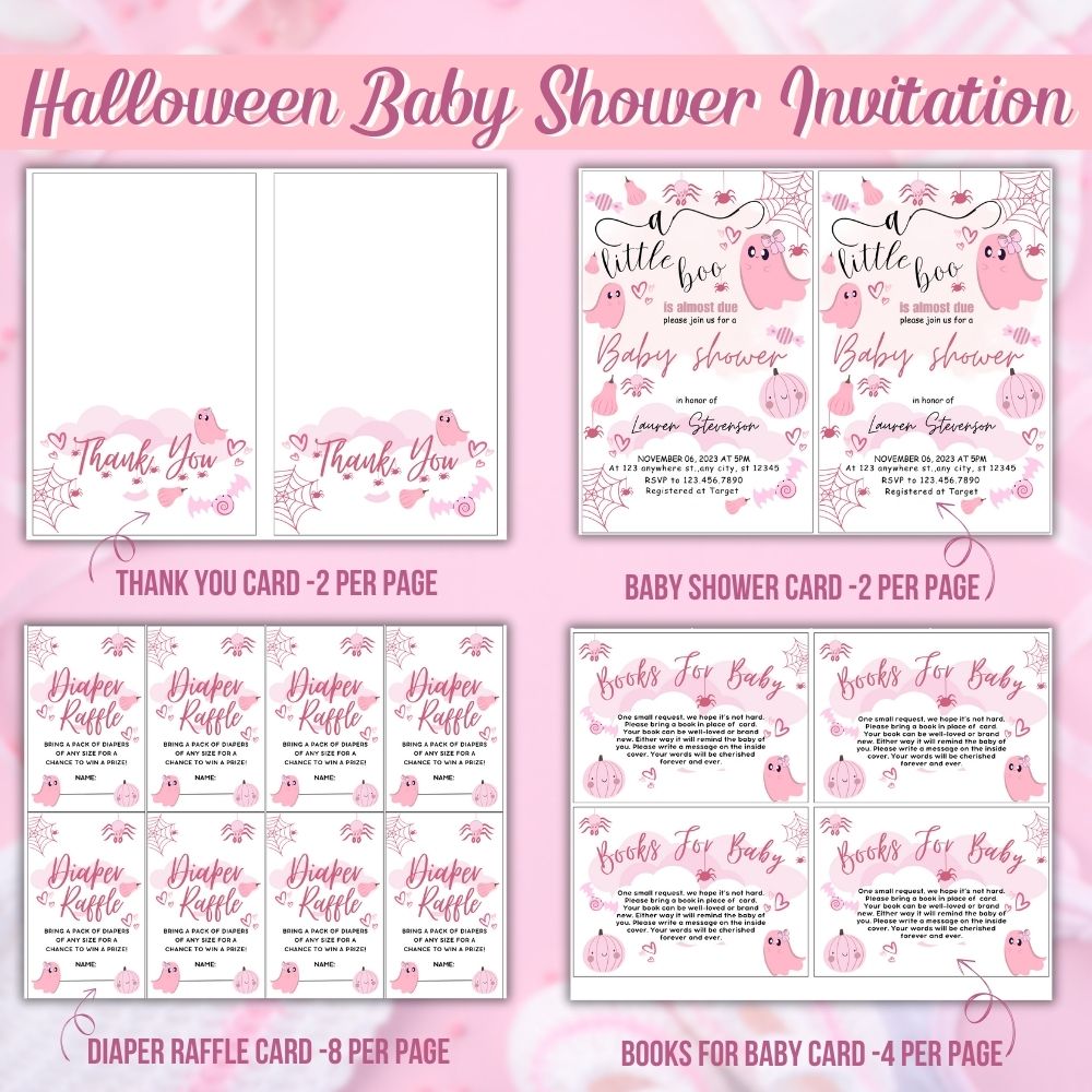 PLR Girl Halloween Baby Shower Invitation