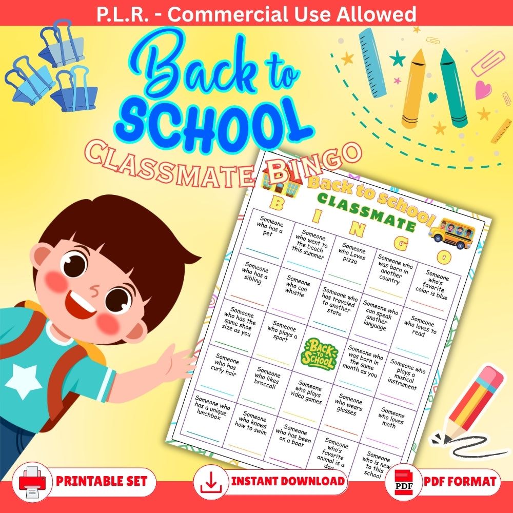 PLR Back to School Classmate Bingo