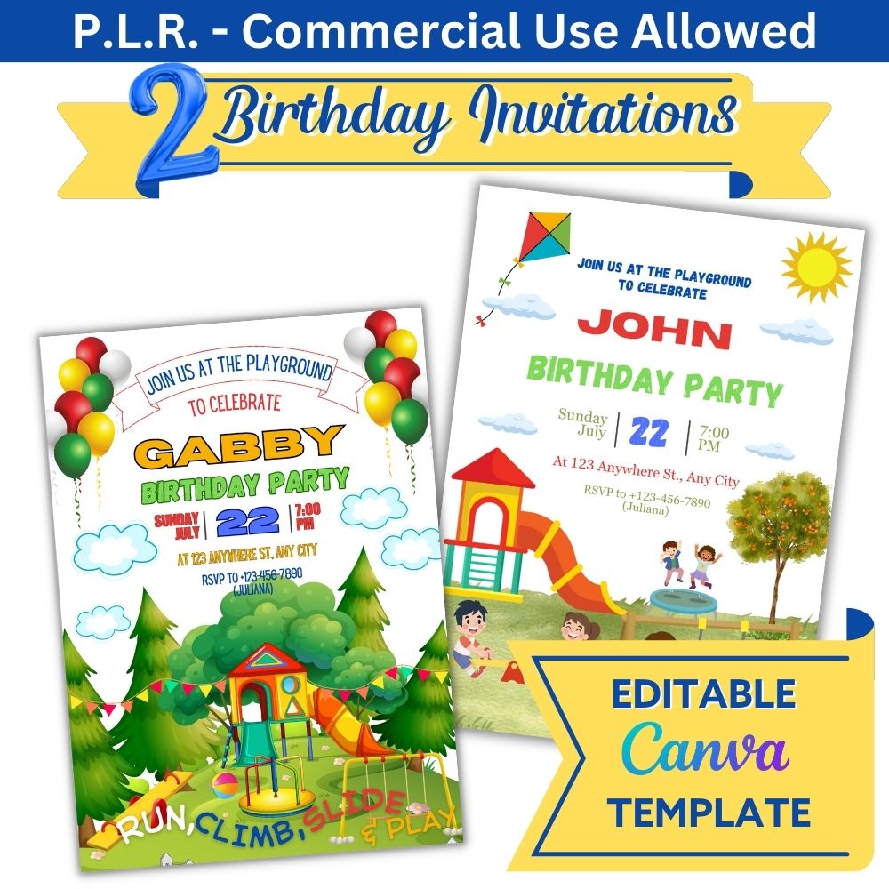 PLR Playground Birthday Invitations