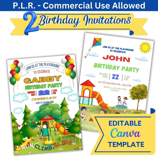 PLR Playground Birthday Invitations
