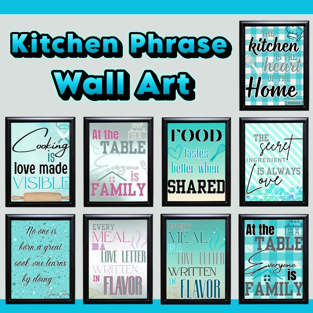 PLR Printable Kitchen Organization Pages Black/Turquoise