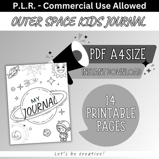 PLR Black and White Kids Space Journal
