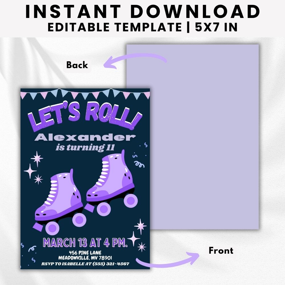 PLR Boy Roller Skating Birthday Invitation
