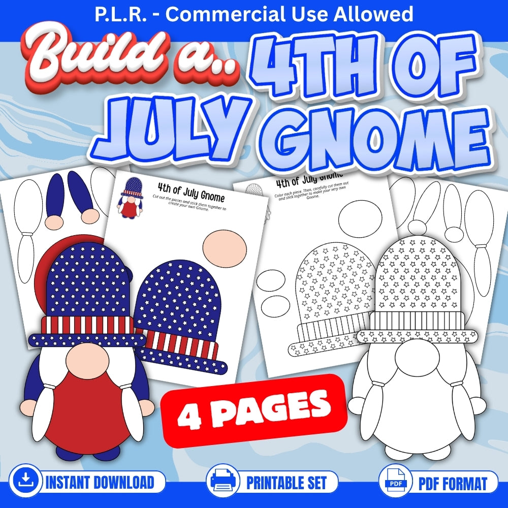 PLR Printable Build a 4th of July Gnome