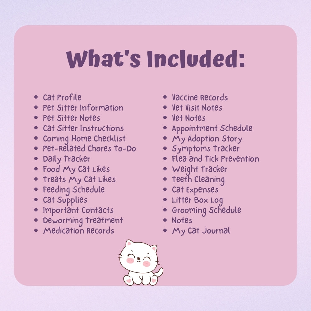 PLR Pastel Cat Care Planner
