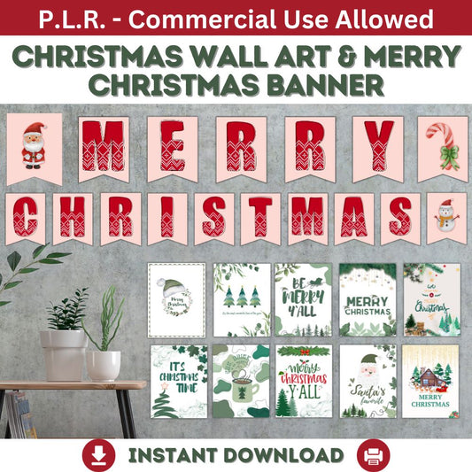 PLR Merry Christmas Wall Art & Banner