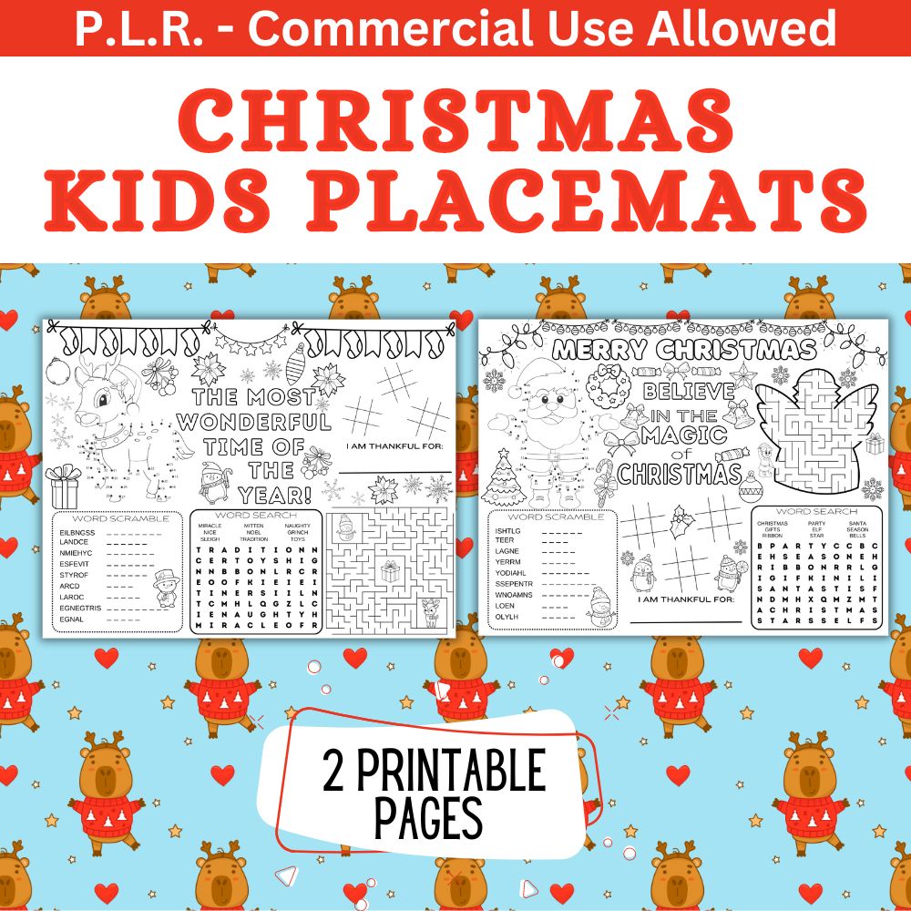 PLR Kids Christmas Placemats