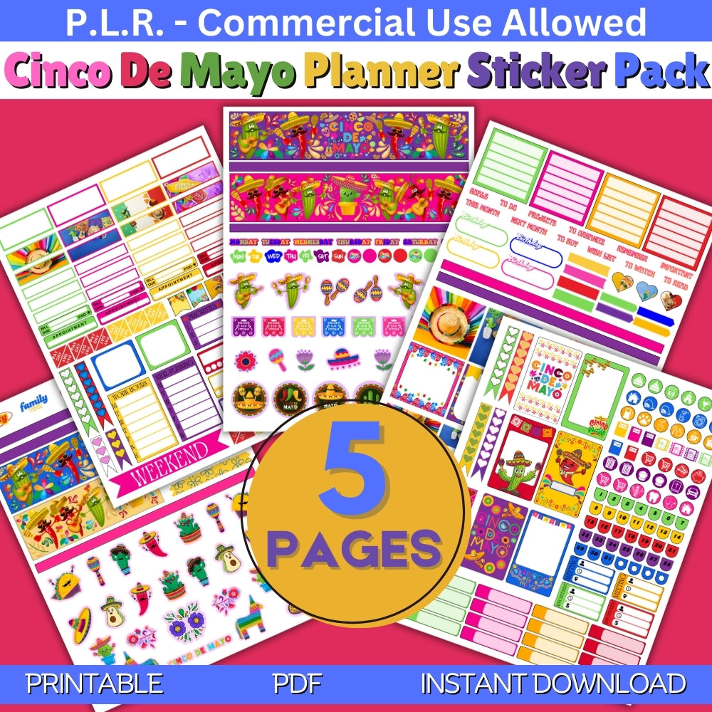 PLR Cinco De Mayo Planner Stickers