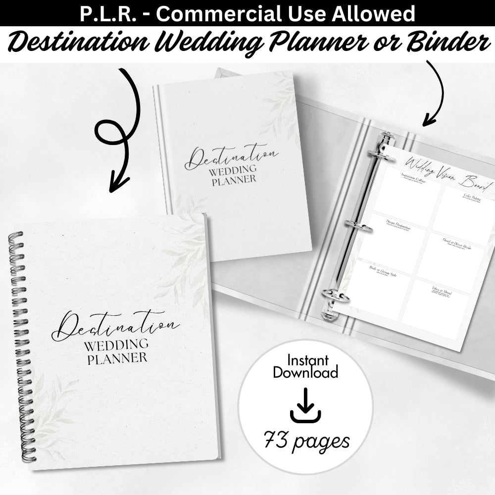 PLR Destination Wedding Planner or Binder Printable