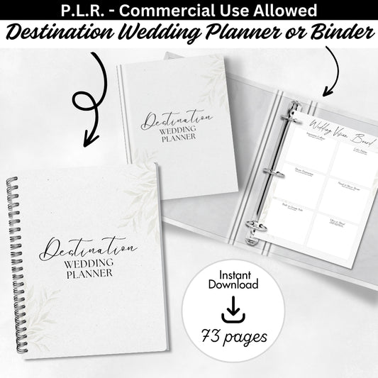 PLR Destination Wedding Planner or Binder Printable