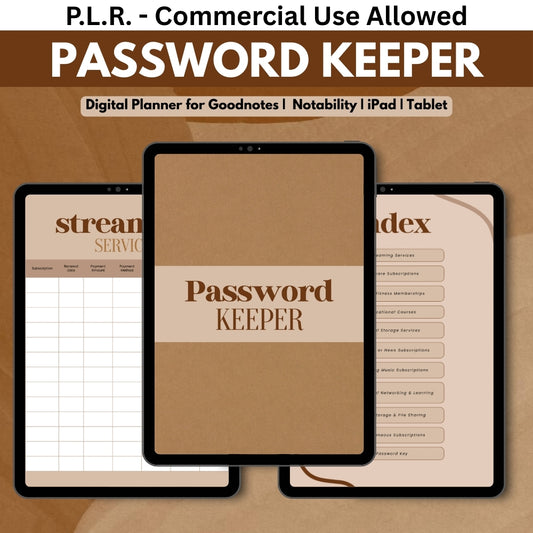 PLR Digital Password Keeper Planner