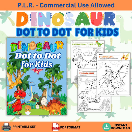 PLR Printable Dinosaur Dot to Dot