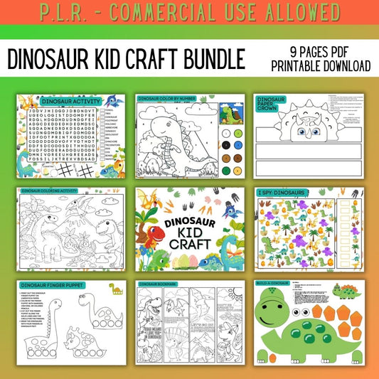 PLR Dinosaur Kid Craft Bundle